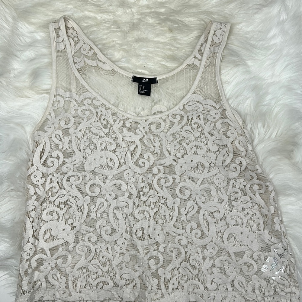 H&M Ivory Lace Tank Top Size XS